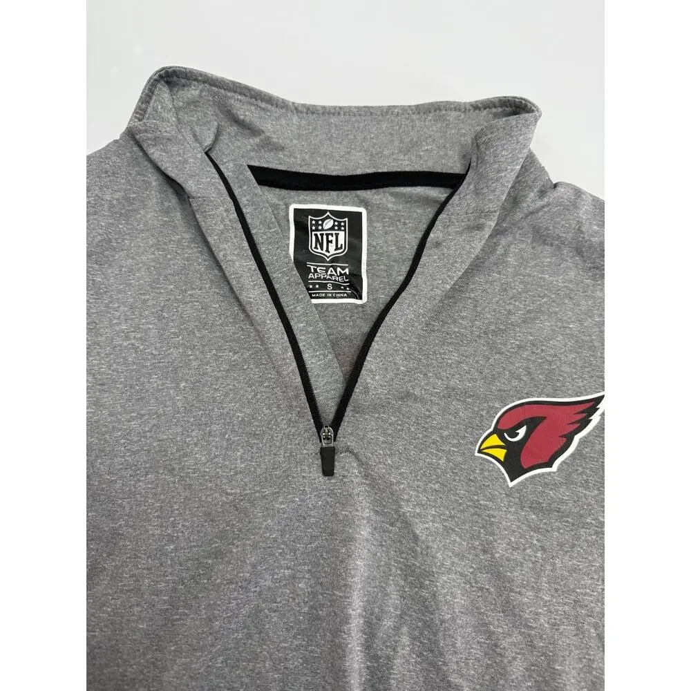 NFL Team Apparel Arizona Cardinals Gray 1/4 Zip Pullover Athletic Top Small